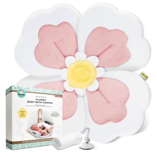Baby Bath Cushion 5pc Set - Newborn & Infant Lotus Bath Flower Baby with Soft Cover - Travel Bathtub Insert Pad for Kitchen Sink, Shower & Tub - Flower Bathing Pillow with Patented Comfort & Support