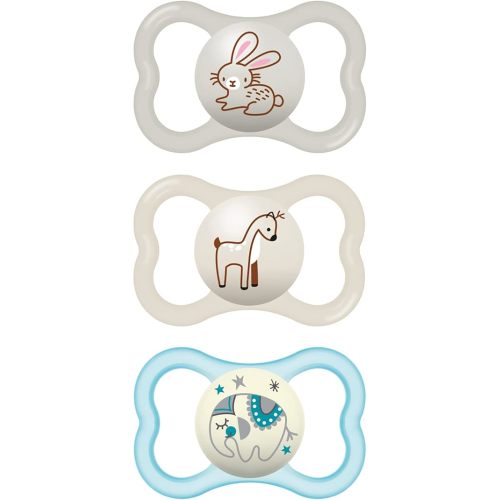 MAM Air Night & Day Baby Pacifier, for Sensitive Skin, Glows in The Dark, 3 Pack, 6-16 Months, Unisex