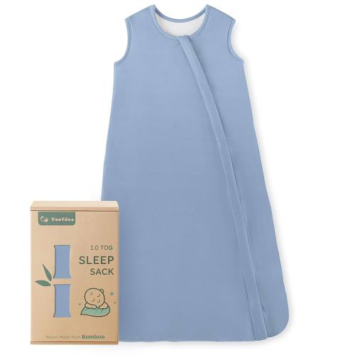 Yoofoss Rayon Made from Bamboo Baby Sleep Sack 6-12 Months 1.0 Tog Baby Wearable Blanket, Super Soft Infant Toddler Sleeping Sack 2-Way Zipper