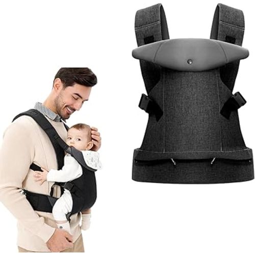 Front Baby Carrier, 4-in-1 Baby Carrier Babies Essentials Back Wraps Hands Free Baby Sling Carriers with Saliva Towel Baby Gifts Adjustable Hip Carrier Baby Newborn to Toddler 6-33 lbs (Black)