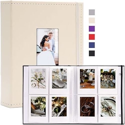 Vienrose Instax Mini Photo Album Book 208 Pockets 2x3 Polaroid Photo Album, for Fujifilm Instax Mini 7s 8 9 11 25 26 40 50s 90 Evo Z2300 Instant Camera photo, Kpop Photocard Beige