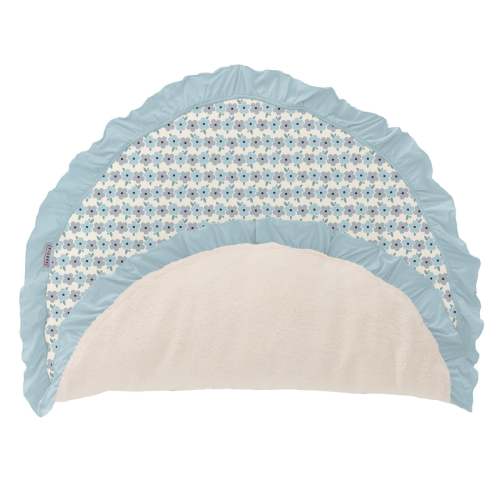 Print Sherpa-Lined Ruffle Fluffle Playmat in Natural Hydrangea