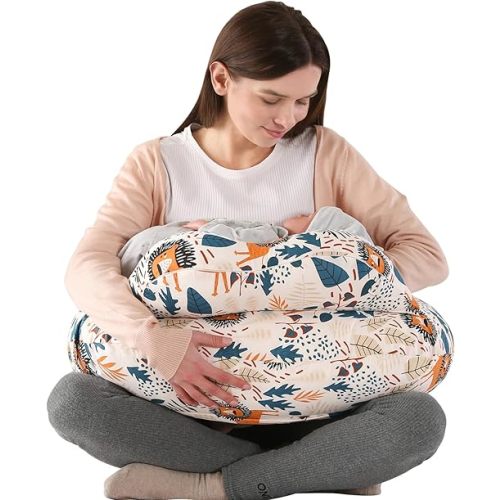 BATTOP Nursing Pillow for Breastfeeding with Removable Cover,Feeding Pillow for More Support for Mom and Baby,Adjustable Waist Strap Breastfeeding Pillow,Plus Size Baby Pillow