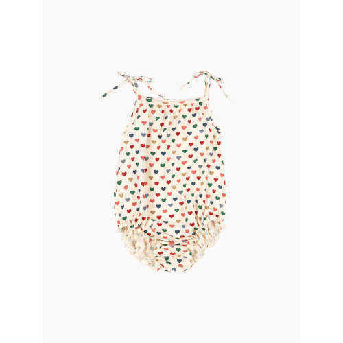 Basic Strap Romper in Rainbow Hearts