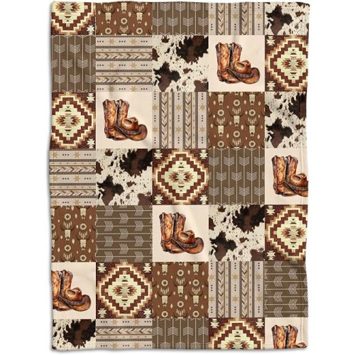 Western Blanket, Western Decor for Nursery Room, 30x40 inches Baby Blankets for Boys Girls, Baby Cowboy Blankets, Soft Warm Lightweight Nursery Bed Blanket for Newborn Toddlers