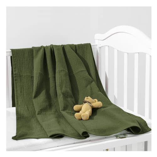 ZURLEFY Olive Green Baby Swaddle Blankets, Neutral Muslin Newborn Receiving Blankets 47 x 47 inches, Soft Breathable Baby Wrap Swaddle (42-10)