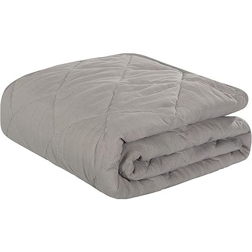 NTBAY Down Alternative Toddler Comforter, Lightweight and Warm Solid Color Baby Crib Quilted Blanket, 39x47 inches, Smoke Grey