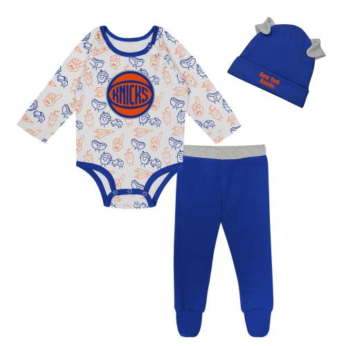 Newborn & Infant New York Knicks Little Champ Long Sleeve Bodysuit, Pants & Cuffed Knit Hat 3-Piece Set