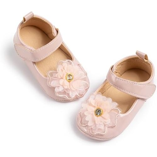 Meckior Infant Baby Girls Soft Sole Bowknot Princess Wedding Dress Mary Jane Flats Prewalker Newborn Light Baby Sneaker Shoes