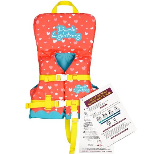Dark Lightning USCG Approved Infant Life Jacket 0-30 lbs, Swim Vest for Baby/Toddlers 1-3 Year Old 20-30 lbs,Toddler Floaties for Pool Swimming,Boating,Beach,Puddle