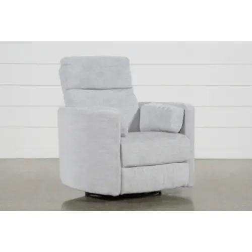 Rayna Dove Grey Nursery Power Swivel Glider Recliner with USB | Living Spaces