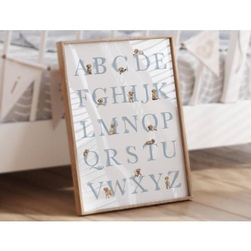 Golden Retriever alphabet poster. Puppy ABC poster. Golden Retriever alphabet print. Educational poster nursery decor. Digital Download GR01