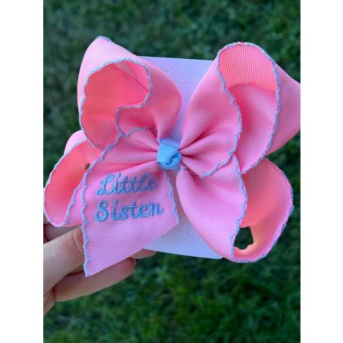 Little Sister Embroidered Hair Bow