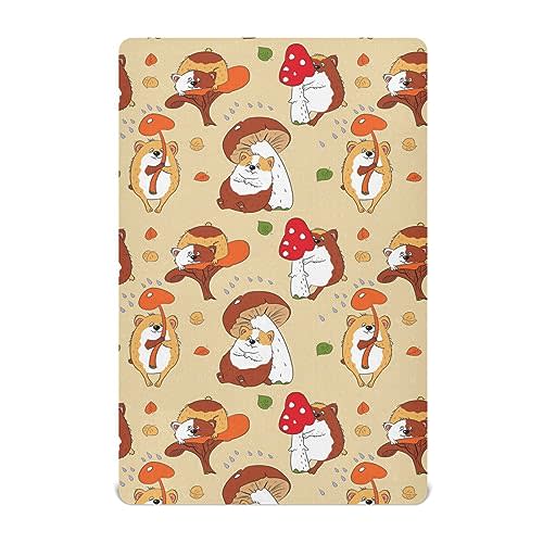 Baby Crib Sheet Guinea Pigs Mushrooms Crib Mattress for Boy and Girls Playard Sheet Soft Breathable Fitted Baby Mattress Cover 52x28in
