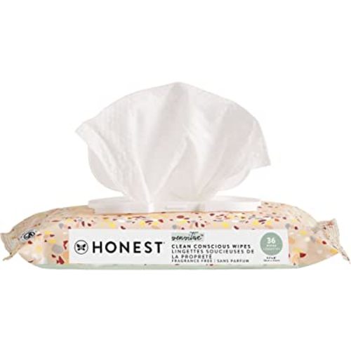 The Honest Company Clean Conscious Wipes | 99% Water, Compostable, Plant-Based, Baby Wipes | Hypoallergenic, EWG Verified | Terrazzo, 36 Count