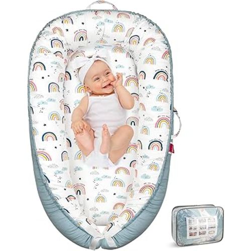 Baby Lounger - Baby Lounger for Newborn 0-24 Months, Breathable & Soft Baby Nest, Portable and Lightweight Lounger for Home and Travel, Ideal Newborn Babies Essentials