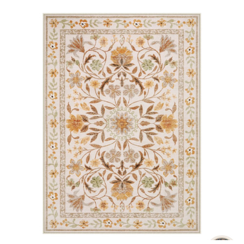 Stacy Floral Vintage Botanical Ocher 5 x7 Rug - Lahome