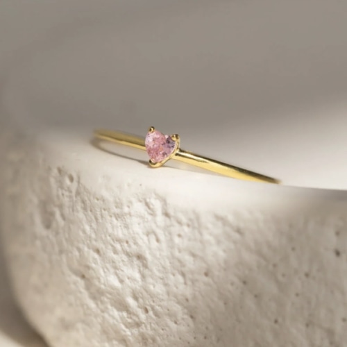 Custom Tiny Heart Birthstone Ring | Caitlyn Minimalist