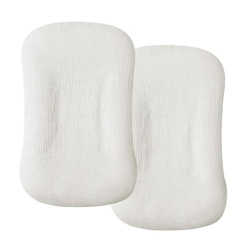 Alijoy 2 Pack Baby Lounger Cover for Newborn, Organic Cotton Muslin Infant Lounger Cover, Soft Breathable Snug Fitted Removable Slipcover for Boys Girls, White