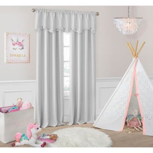 Adaline Nursery And Kids Room Darkening Single Window Curtain Panel - 52" X 63" - Pearl Gray - Elrene Home Fashions
