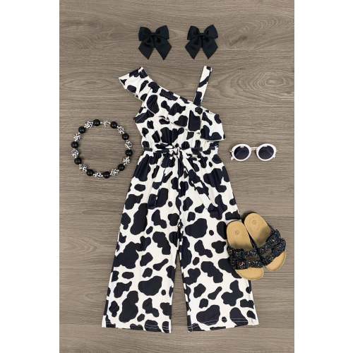 Cow Print One Shoulder Jumpsuit
