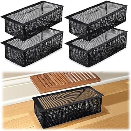 Floor Register Cover Trap,Floor Vents Hoods for Home Air Vent Filters,Register Filters for Floor Vents（4 x 10 Inch） (Pack 4)