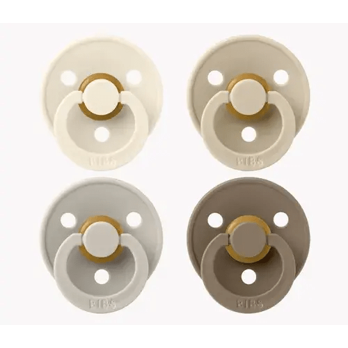 BIBS Pacifier Latex Size 1- 4 Pack Ivory / Sand / Vanilla / Dark Oak | Baby Bunting AU