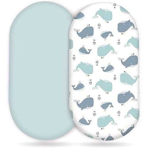 Stretchy Ultra Soft Fitted Bassinet Sheet Set 2 Pack, Universal Fit for Bassinets