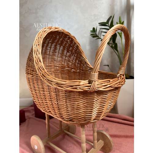 Wicker Baby Carriage, Flower Basket, Doll Pram, Wicker Doll Stroller, Wicker Doll Pram, Wicker Willow Doll Stroller, Baby Shower Decor