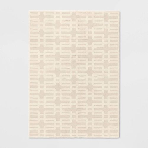 5'x7' High Low Geo Area Rug Ivory - Threshold™