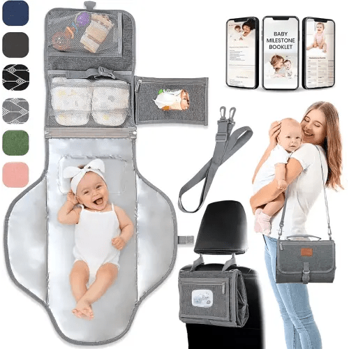 Portable Changing Pad for Baby – Soft, Comfortable Portable Diaper Changing Pad with Wipes Pockets, Waterproof and Easy to Clean – Baby Shower Gifts Newborn Essentials Must Haves Baby Registry Search
