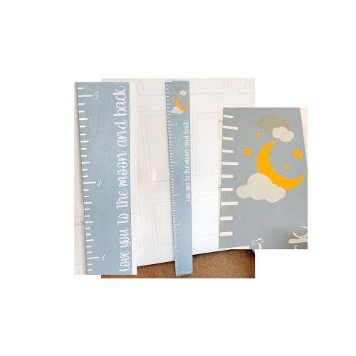 Love you to the Moon Baby Name Growth Chart Wood Sign Height Ruler Children Nursery Room Decor Birthday Shower Gift Stats Custom Personalize