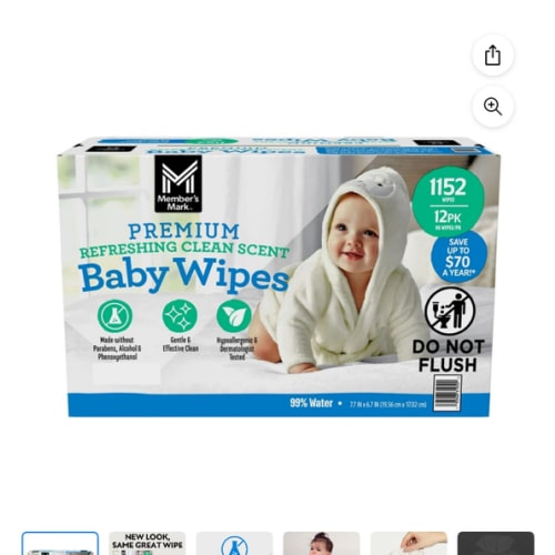 Member's Mark Premium Baby Wipes, Fragrance Free, 12 pk., 1152 Wipes - Sam's Club