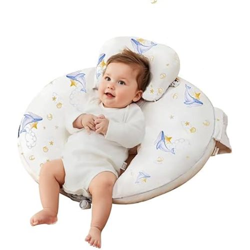 Nursing Pillow for Breastfeeding & Bottle Feeding –Breastfeeding Pillow with Adjustable Waist Strap, Feeding Pillow for Tummy Time,Removable Cotton Cover for Mom & Baby Comfort (Whale)