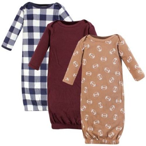 Hudson Baby Infant Boy Thermal Gown 3pk, Football, 0-6 Months
