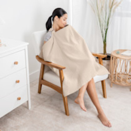 Comfy Cubs Muslin Nursing Cover with Adjustable Neck Strap - Sand, 1