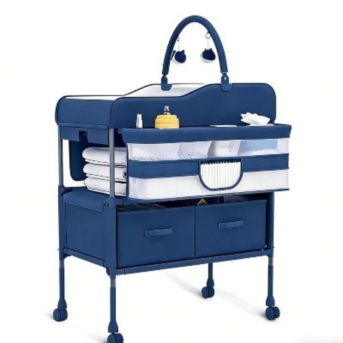 Baby Changing Table, Versatile Folding Changing Table, Waterproof Diaper Changing Station with 2 Drawers, Mobile Nursery for Infant and Newborn