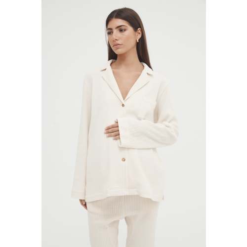 Waffle PJ Shirt (Cream)