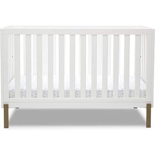 Delta Children Hendrix 4-in-1 Convertible Crib, Bianca White/Bronze