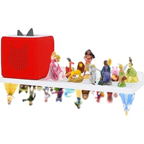 PHOENANCEE for Tonies Shelf Magnetic,for Toniebox Figures Storage Display Shelf 30-36 Character,Wall Floating Shelves Wooden,Compatible Charging Station for Children Kid's Room,Oak,1 Tier
