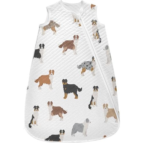 vvfelixl Unisex Australian Shepherd Dog White Baby Sleeping Bag,Baby Wearable Blanket,Toddler Sleep Sack,Sleep Suit for Infant Newborn Babies 0-6 Months
