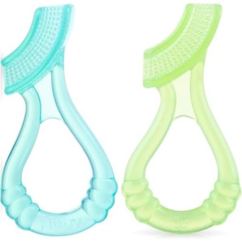 Nuby Soft Silicone Gum Massager with Hygienic Case, 2-Pack, 3 m+