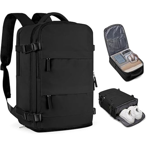 Travel Backpack For Women Men Airline Approved Carry On Backpack Flight Approved Waterproof Sports Luggage Backpack Casual Daypack Small Hiking Backpacks Black Backpacks