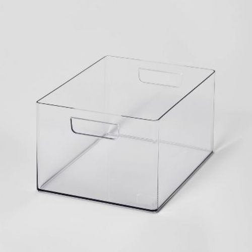 Large Bathroom Organizer Bin With Handles Clear - Brightroom™: Petg, 6.5" Height, 12" Depth, 9" Width, Organizing Bin
