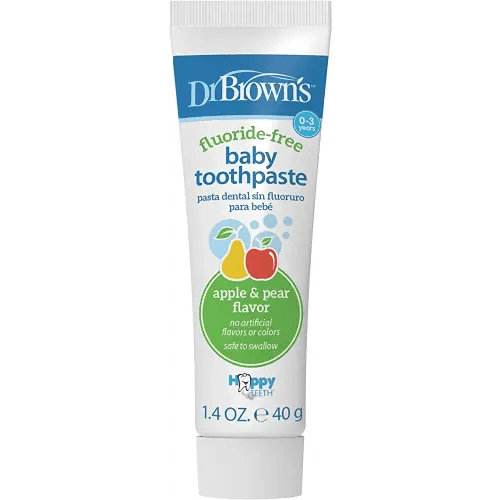 Dr. Brown's Fluoride-Free Baby Toothpaste, Safe to Swallow, Apple Pear, 1-Pack, 1.4oz/40g, 0-3 years