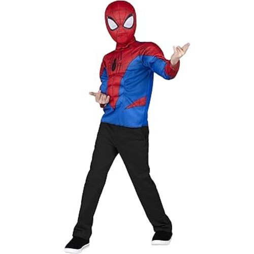 MARVEL Spider-Man Official Youth Dress-Up Box - Padded Costume Tops with Detachable Mask (0) Multi