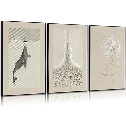 3Pcs Modern Christian Wall Art Pictures Bible Verse Canvas Posters Prints Jonah and Whale Parable the Mustard Seed Moses Parting the Red Sea Scripture Wall Decoration for Bedroom 12x16in Unframed
