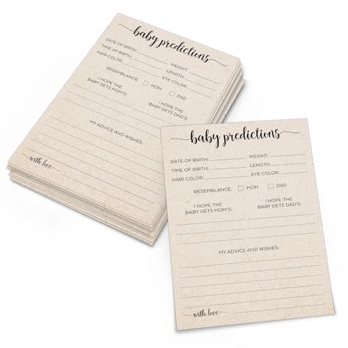 321Done Baby Predictions and Advice Cards, Made in USA - 4x6 Tan, Fun Minimalist Baby Shower Games & Activity, Unique Gender Reveal Game - Set of 50