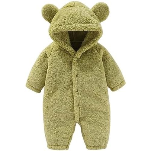 Toddler Baby Boys Girls One Piece Snowsuit Fleece Bodysuit Bear Ear Hooded Jumpsuits Cute Unisex Winter Warm Outwear Outfits