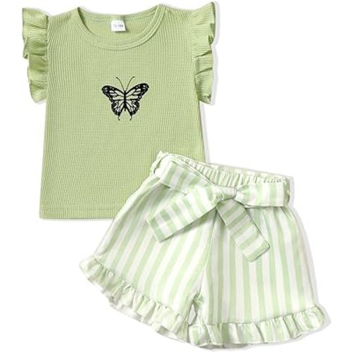 NZRVAWS Girl Clothes Toddler Girl Summer Outfit Heart Tank Top+Pink Shorts 2 Piece Clothing for Girl 1 2 3 4 5 6 7 T